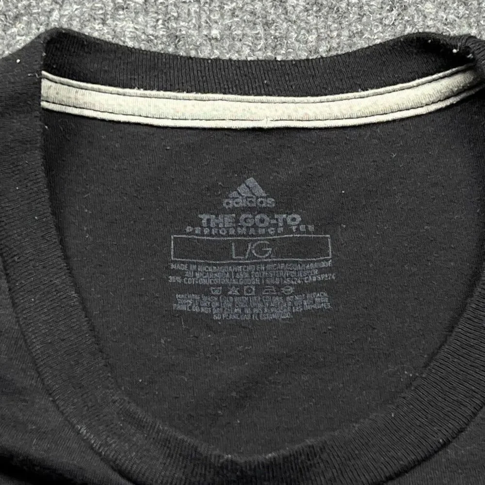 Adidas Orlando Three Stripe T Shirt Adult Size Large L Black Performance Tee‎